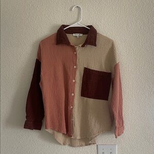 Vici Colorblock Button Down Shirt - Size Small